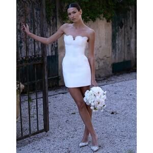 The New Arrivals Ilkyaz Ozel Aurlie Mini Dress Strapless Party Bridal Wedding 0